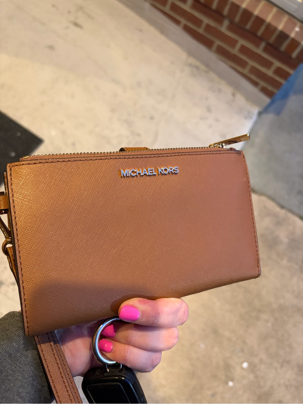 Michael Kors Brown Saffiano Wristlet / Wallet / Clutch